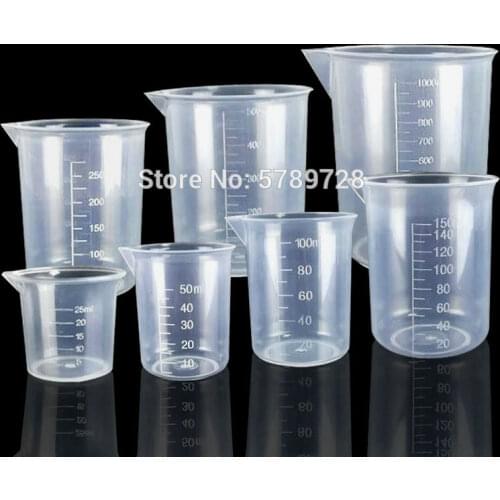 Laboratory plastic beaker with scale Thickened plastic measuring cup baking tool PP material 25/50/100/150/250/500/1000ml