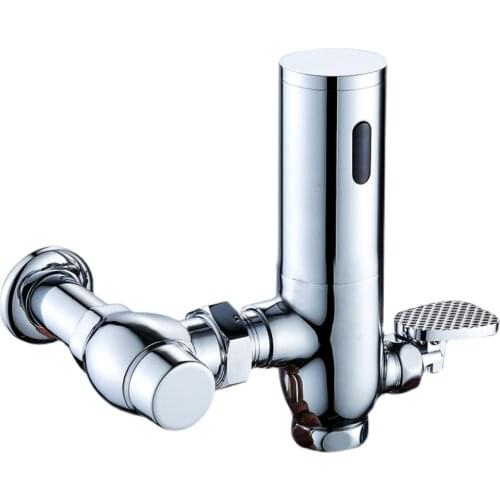 Brass Material Chrome Color 2 Functions Auto Sense with Pedal of Smart Toilet Flush Valve