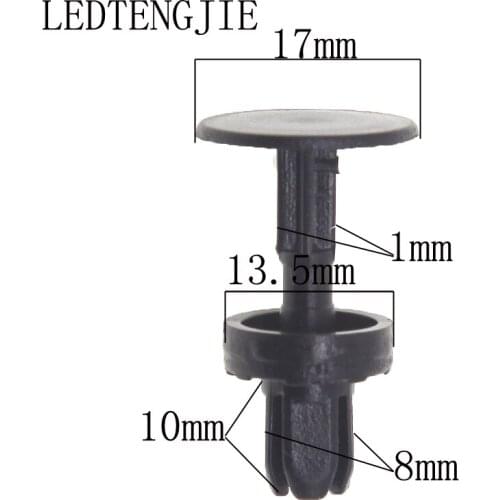 LEDTENGJIE Car Fastener Clip 100PCS Black YT-1134 Bumper Piercing Nail Push Clamp for Honda Car Repair Clip
