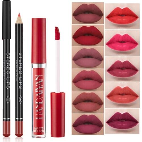 Matte Lip Gloss Sexy Lip Liner Pen Waterproof Lipstick Lip Tint Plumper Long Lasting Makeup Cosmetics Lipstick Lipliner Pen