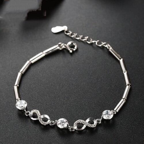 MENGYI 925925 Fashionable And Exquisite White Zircon Bracelets For Women And Girl Luxury 8 Shaped Jewelry Birthday Party Gift