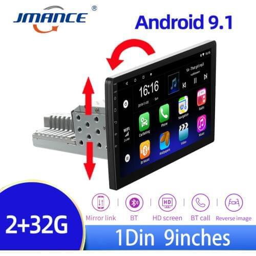 JMANCE Android 9.1 1din Quad-Core Car GPS Navigation Player 9'' Universa Car Radio WiFi Bluetooth MP5 1 DIN Multimedia Player
