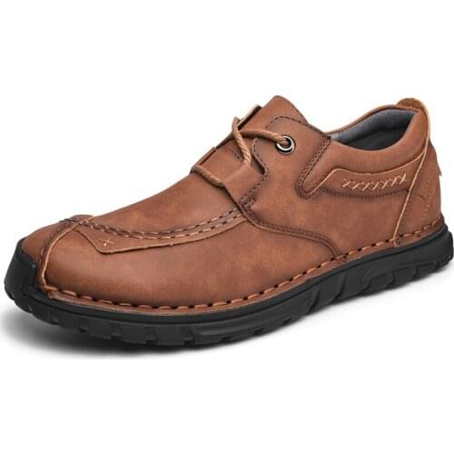 Retro Cow Leather Shoes Men Loafers Plus Size 46 Fashion Casual Shoes Men Moccasins Handmade Men Shoes Leather Zapatos De Hombre