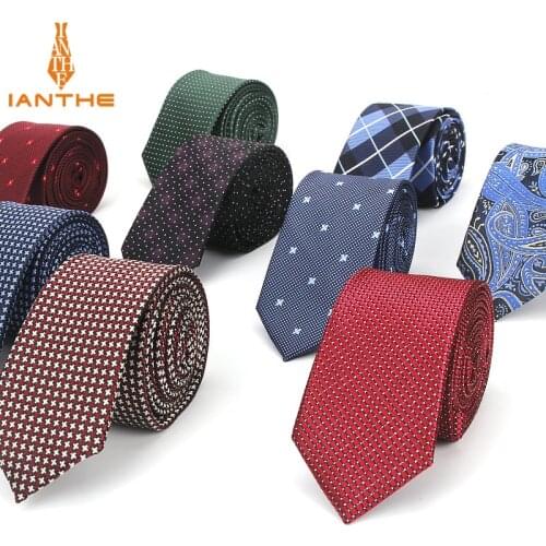 Men Tie 6cm skinny ties for polka dot Neckties Man Fashion Jacquard Classics Business mens Wedding dress woven Slim gravate