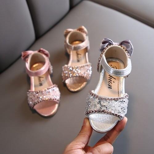New Summer Girls Rhinestone Sandals Toddlers Baby Little Girl Princess Dance Performance Shoes For Party Dress Wedding Shoes
