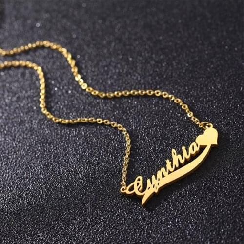 Custom Name Heart Necklace Nameplate Necklace For Women Personalized Stainless Steel Gold Chain Customized Jewelry