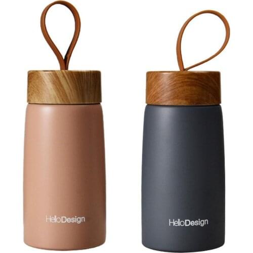 Portable Wood Grain Steel insulated Insulated Coffee Mug Vacuum Thermos Water Bottle Thermal Mug For Home Outdoor