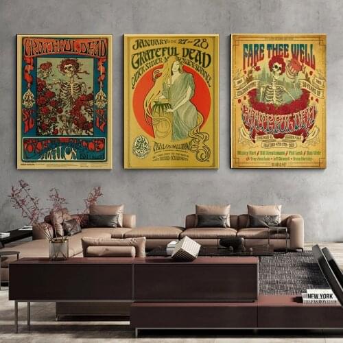 Psychedelic Rock Band Abstract Canvas Painting Posters and Prints Coffee Bar Vintage Wall Art Pictures Living Room/bedroom Decor