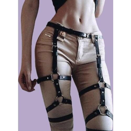 Sexy accessories Leather Harness Women Underwear Gothic Garter metal Belts Erotic Bondage Cage Straps Bra Lingerie