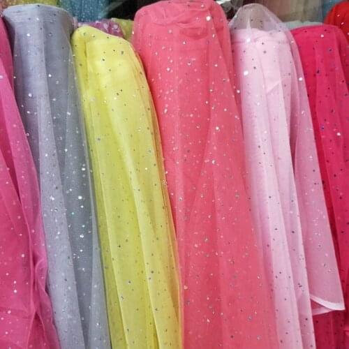 Glitter Dot Sequin Patchwork Organza Laser DIY Crafts Fabrics for Sewing By The Meter Width 150cm High Quality Mesh Fabric Toys