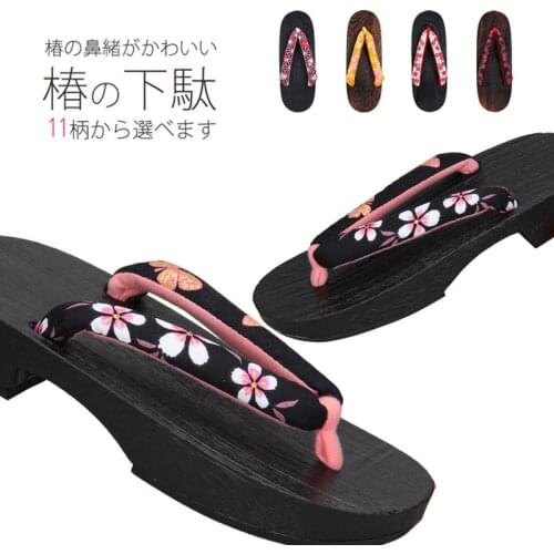 Women Kimono Sakura Geta Clogs Lady Japanese Traditional Shoes Wooden Flip Flops Home Slipper Beach Sandal Anime Cosplay Costume