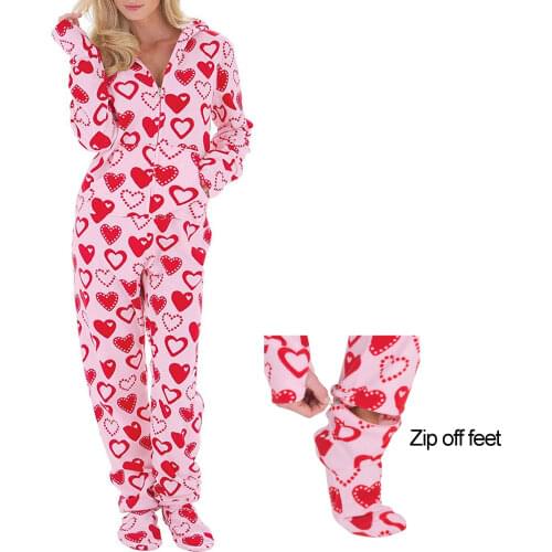 Women Fleece Printed Onesie Abdl Footed Sleeper Adult Footed Pajamas