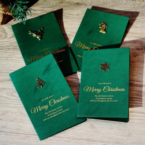 Gold hot stamping greeting card christimas party envelop home celebration decoration