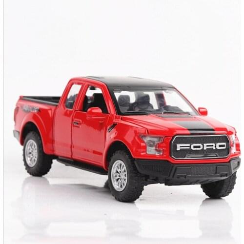 1: 32 Ford Raptor F150 pickup truck model car sound and light return vehicle cross country childrens toys birthday red car