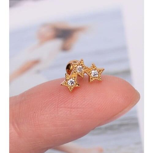 1pcs New Butterfly Star Flower Small Stud Earrings Cute Crystal Zircon Shining Tiny Ear Accessories For Girls Simple Jewelry