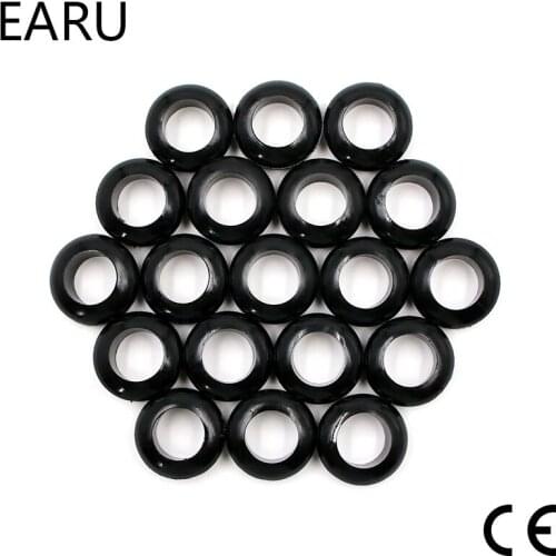 100Pcs Double Sided Armature Wire Rubber Grommets Ring Black 6mm