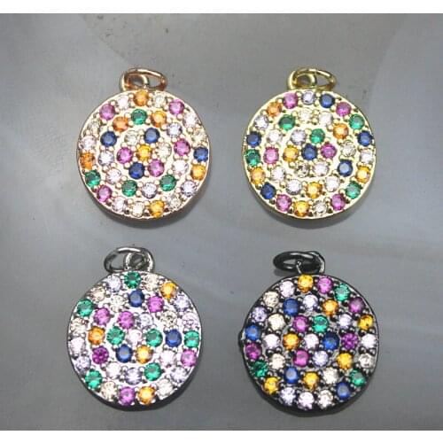 12*12mm 20pcs/lot Fashion colorful cz pendant,round shape cubic zircon charm.necklace/bracelet/earring making component