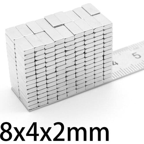 20-500PCS 8X4X2mm Square Search Magnet 8mmx4mmx2mm Permanent Neodymium Magnet Strong 8*4*2mm Small Block Strong Magnet 8*4*2 mm