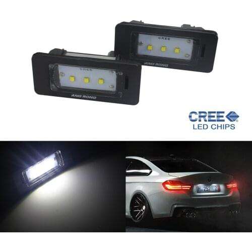 ANGRONG 2x Xenon LED Licence Number Plate Light C,ree Chip For BMW E90 E91 E60 E61 F10 F11 X5