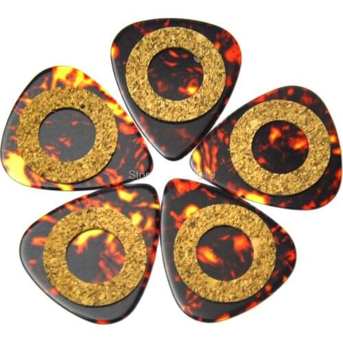 40pcs New Medium 0.71mm Antiskid Cork Grip Celluloid 351 Guitar Picks Plectrums Pearl Brown