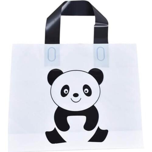 50pcs Cartoon Panda Large Plastic Bag Clothing Gift Plastic Bag With Handle Lovely Gift Shopping Bags