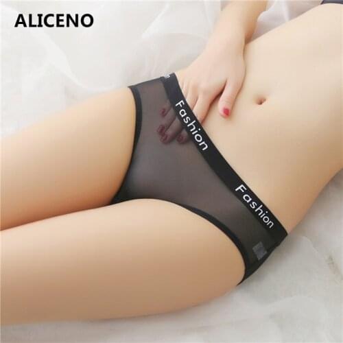 ALICENO Sexy Ladies Mesh Transparent Panties lingerie Fashion Low-Rise Women Underwear Breathable Seamless Briefs HP07