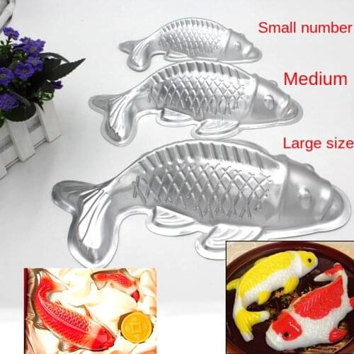 1pcs Cake Decorating Tool Chinese New Year 3D Aluminum Carp Cake Mould Niangao Jelly Pudding Die Mold Baking Tools 3 Size
