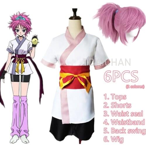 Anime Hunter X Hunter Machi Komacine Cosplay Costume Wig Pink Blue 2Style Phantom Troupe Halloween Carnival Suit Women Role Play