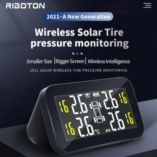 Smart Car Tire Pressure Monitoring Solar Power C270 Internal&External Tire Pressure Alarm Sensor Large Screen Monitor TMPS