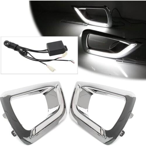 For Nissan Navara NP300 2015 2016 Pair Car Spare Parts DRL LED Fog Light Indicators Daytime Running Driving Lamp Bezel Cover