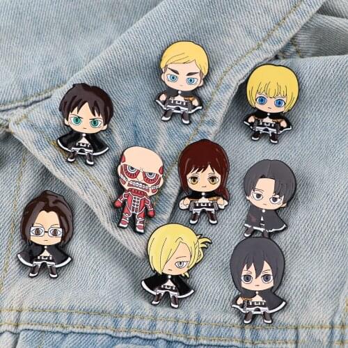 DZ1830 Anime Attack on Titan Figures Enamel Pins Badge Brooch Backpack Bag Collar Lapel Decoration Jewelry Gifts for Friends