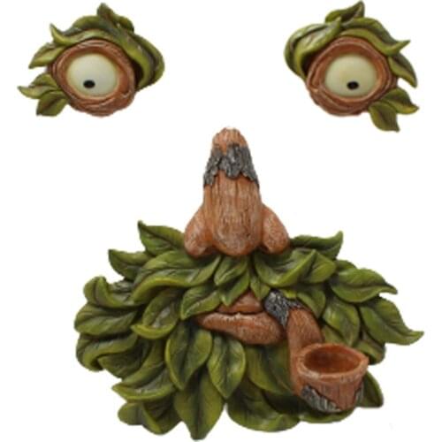 Resin Tree Face Decoration with Fluorescent Effect Funny Old Men Hugger Creative Sculpture Beautiful