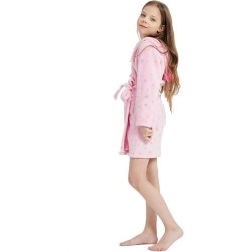 Princess Bathrobe Kids Unicorn Hooded Towel Kigurumi Winter Girls Anime Pajama Children Towel Robe Licorne Pink Dressing Gown
