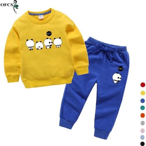 Autumn Childrens Suit Fashion Clothes Pullover Sweater Cartoon Cotton 2-12Years Old Unisex Full T-shirt + Sports Pants 2pcs Set