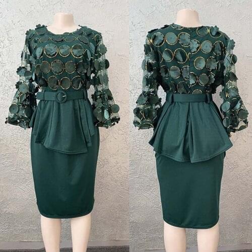 2 Piece Set New African Dot Dresses For Women 2021 Africa Clothing Sexy Club Elegant Ankara Dresses Fashion African Dress For La