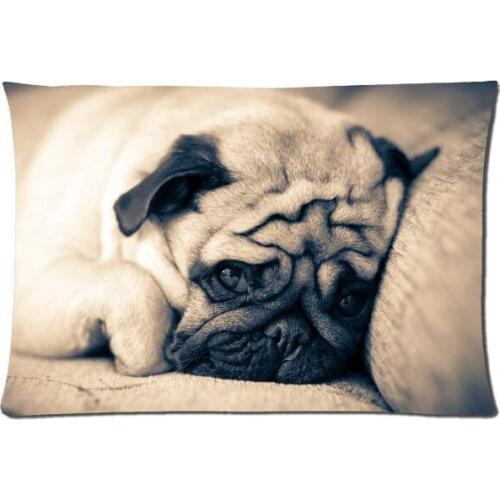 Bedding Set 20x30 inch Twin Sides Pillow Case Lovely Pug Dog Animal Sad Happy Dogs-2 Soft Decorative Cotton Pillowcase