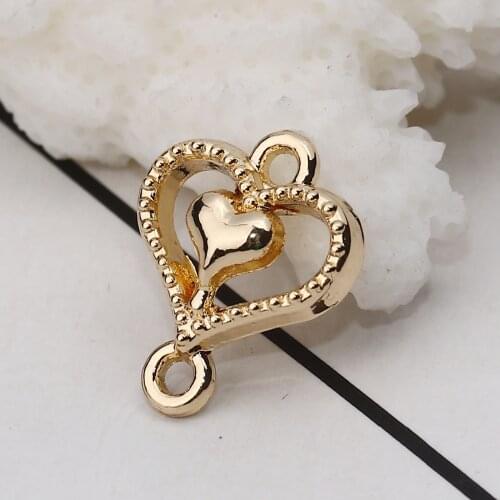 DoreenBeads Zinc Based Alloy Connectors Heart Hollow Gold Silver Color Jewelry Accessories 16mm( 5/8") x 13mm( 4/8"), 20 PCs