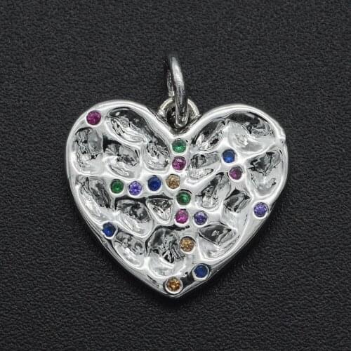16x15mm 100% CZ Zircon DIY Jewelry Wave Heart Tag Charm Pendant Wholesale Jewellwery Finding Supplies Fashion Jewellery Pendants