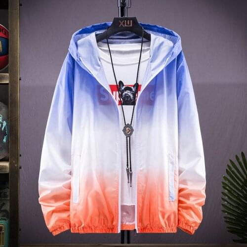 Oversized Bomber Men Jackets Autumn Spring Casual Outwear Gradient Coat Zipper Hooded Thin Breathable Unisex Harajuku Jackets