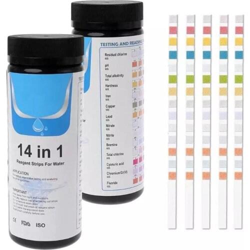 Multifunction 14-in 1 ph test paper 50pcs/ set Swimming Pool Test Paper Chlorine Strips for Chlorine PH