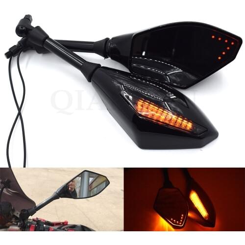 Motorcycle Rearview Mirrors Black With LED Turn Signal Integrated Mirrors For Yamaha FZ6 FAZER FZ6R FZ8 MT-07 FZ-09/MT-09/SR