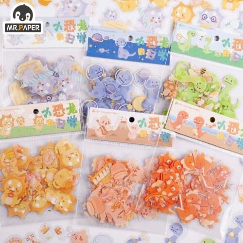 Mr.Paper 6 Design Little Dinosaurs Daily Series Original Illustration PET Sticker Creative Decoration DIY Collage Sticker