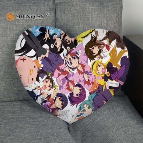 Koyomi Monogatari Heart Shape Pillow Cover Custom zipper Pillowcase Just Cover No Core Size 41x36cm,47x42cm