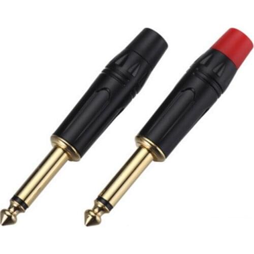 Wholesale 100pcs/lot high quality male straight TS 1/4" mono 6.35mm plug with gold-plating