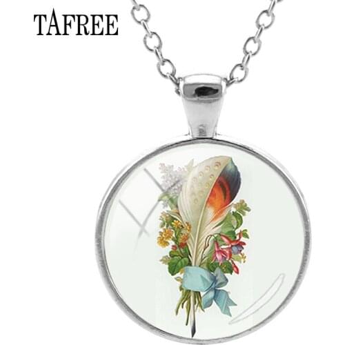 TAFREE Feather&Flower Pendants Necklaces Fashion Unique Statement Long Chain Necklace Choker Men Women Girls Gifts Jewelry FE19