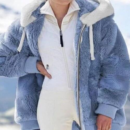 Foridol Casual Hooded Faux Fur Coat Plus Size Women Oversized Fluffy Coat Jacket 2021 Autumn Winter Chaqueta Feminino Big Size