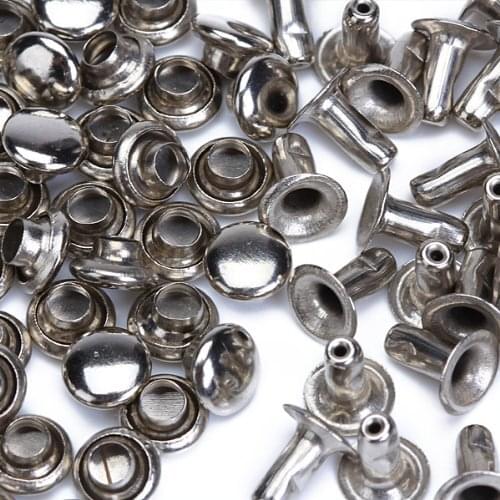 Practical 100 Sets 6mm Round Iron Rivets Rapid Studs for Riveting, Decorating, Tightening etc.--Silver
