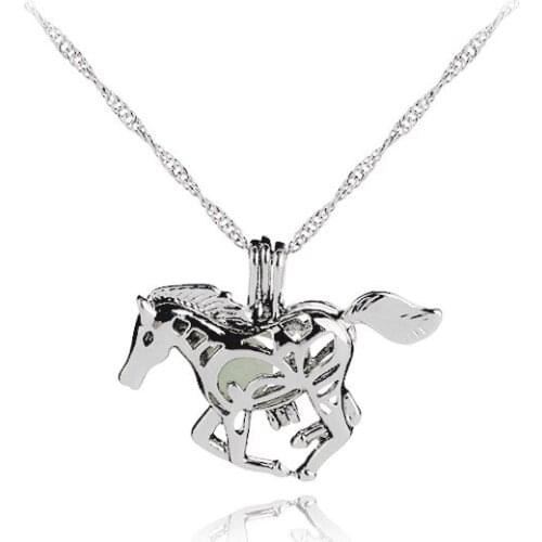 Simple hollow luminous animal pony unicorn Pendant Necklace Love Woman Mother Girl Gift Wedding blessing Jewelry