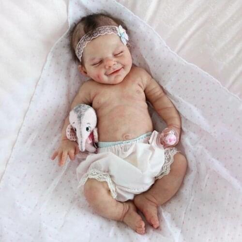 Cute Reborn Baby Doll Realistic Saskia Newborn Babe Doll Soft Full Vinyl Silicone Body Birthday Christmas Gifts 47*20*14cm