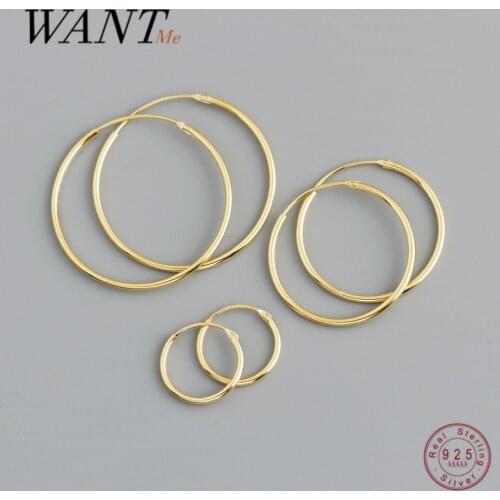 WANTME Genuine 925 Sterling Silver Fashion Korean Simple Hoop Earrings for Women Men Charming Chic Party Jewelry Accessories